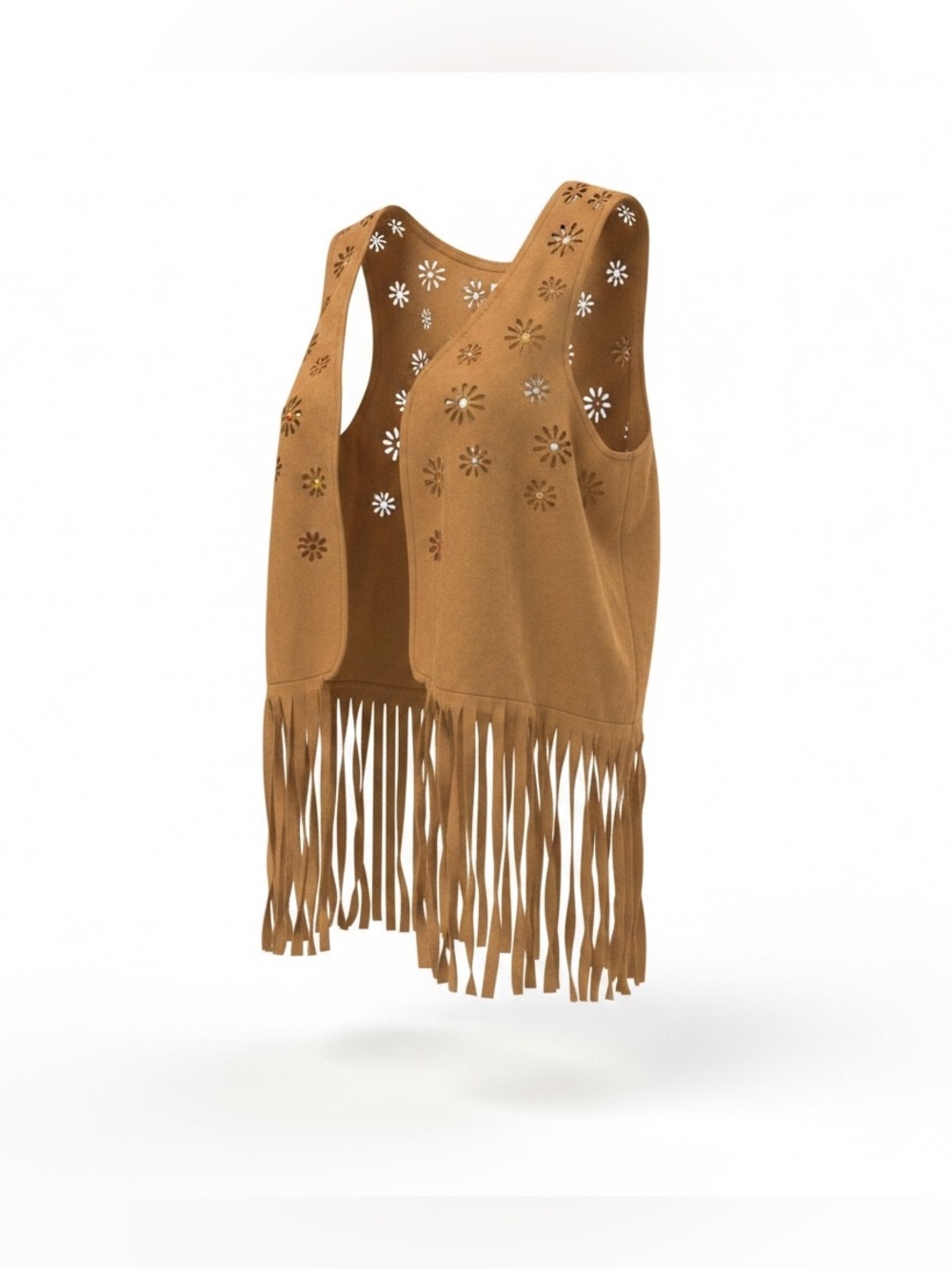 Fringed Flower Cutout Vest